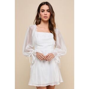 Lulus Darling Image White Chiffon Ruffled Off-the-shoulder Mini Dress - Size XXL